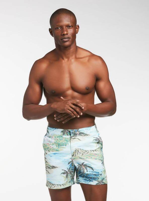 2021 Le Club Men's Swimsuit Cole Bay Mid Length Trunk 5 inch Inseam, XXL / Print