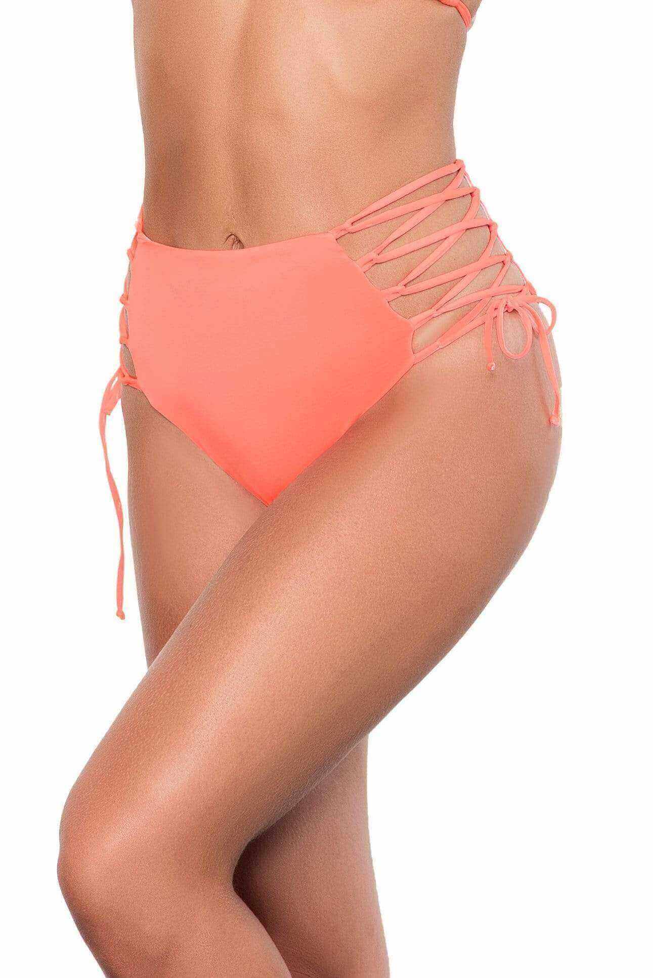 Mapale Apparel & Accessories > Clothing > Swimwear Orange / S/M Black Strap Side Tie High Waist Bottom Separates (Many colors available) Black Strap Side Tie High Waist Bottom Separates | MAPALE 6649
