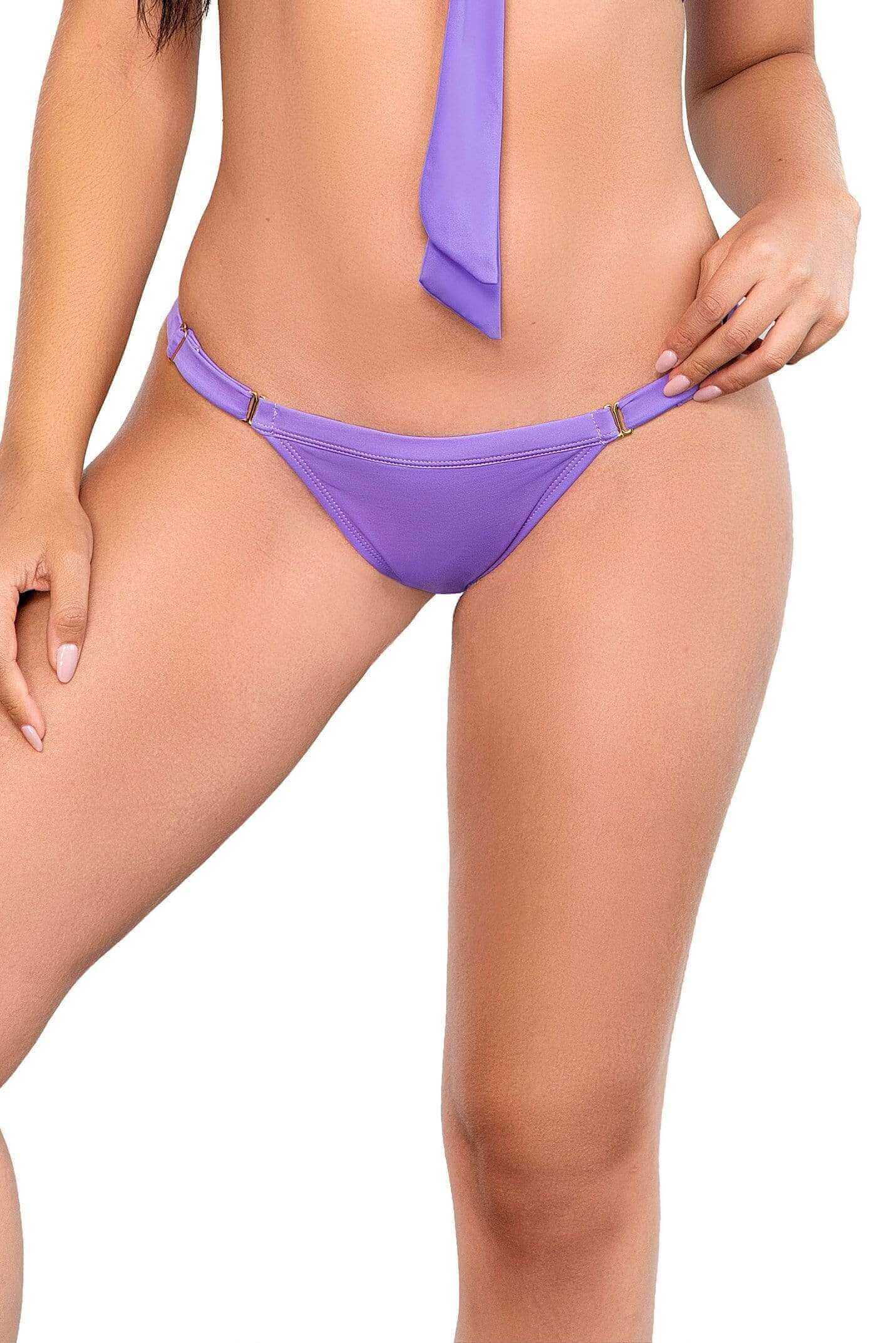 Mapale Apparel & Accessories > Clothing > Swimwear Purple / S/M Black Side Strap w/ Hook Closures Bikini Bottom Separates (Many colors available) Black Side Strap w/ Hook Closures Bikini Bottom Separates| MAPALE 6651