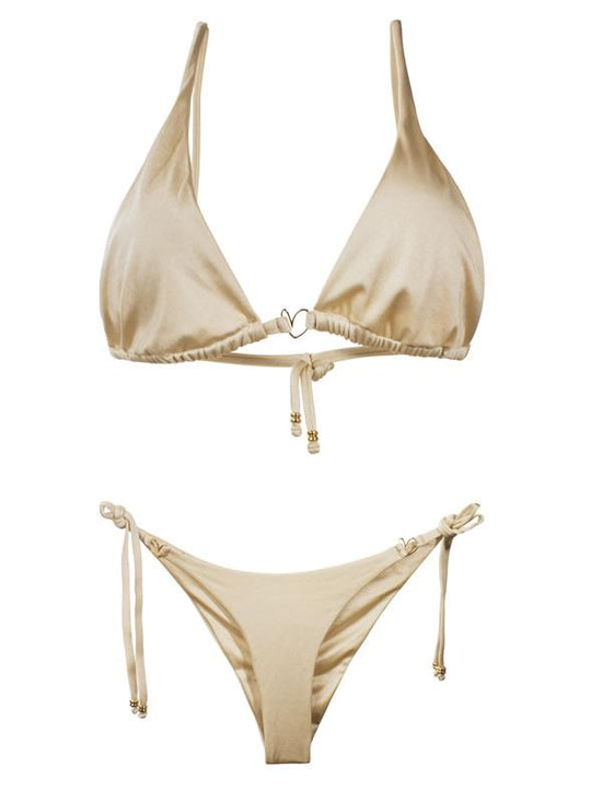 Montoya Apparel & Accessories > Clothing > Swimwear Liliana Montoya Bikini Marinera Beige Shiny Top Bikini Swimwear Separate