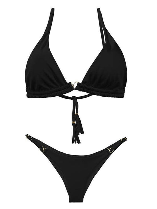 Montoya Apparel & Accessories > Clothing > Swimwear Liliana Montoya Black Bikini Marinera Top Double Straps Bikini Swimwear Separate