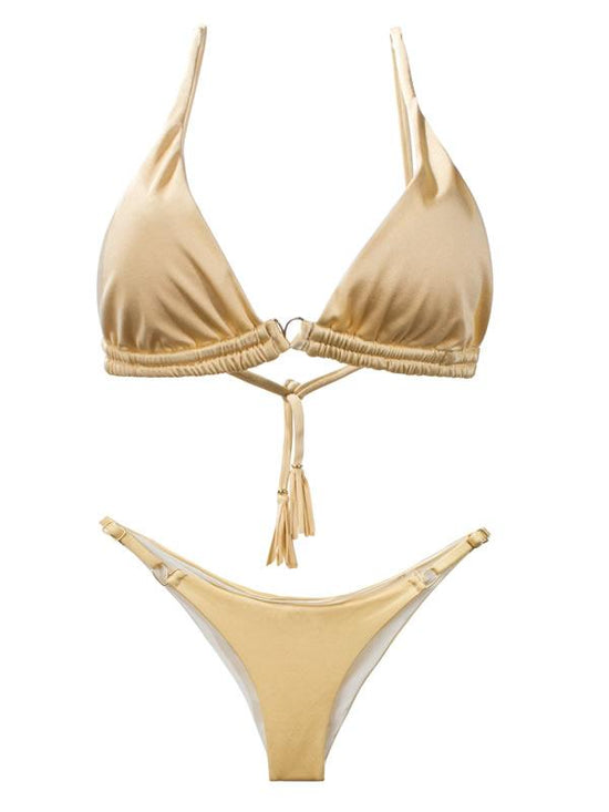 Montoya Apparel & Accessories > Clothing > Swimwear Liliana Montoya Gold Bikini Marinera Top Double Straps Bikini Swimwear Separate