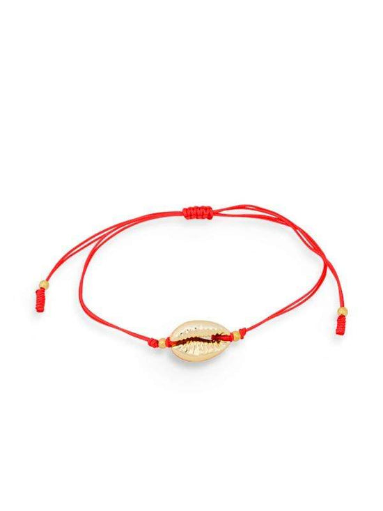 Montoya Apparel & Accessories > Clothing > Swimwear Liliana Montoya Gold Shell Knotted Red Bracelet 2021 Liliana Montoya Gold Shell Red Bracelet Jewelry