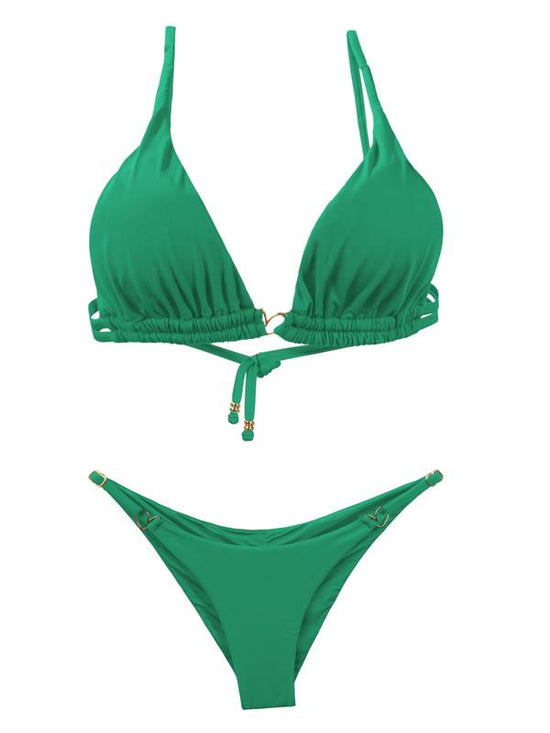 Montoya Apparel & Accessories > Clothing > Swimwear Liliana Montoya Green Grass Bikini Marinera Double Straps Bottom Bikini Swimwear Separate
