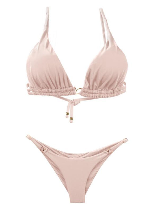Montoya Apparel & Accessories > Clothing > Swimwear Liliana Montoya Pink Shell Bikini Marinera Double Straps Bottom Bikini Swimwear Separate