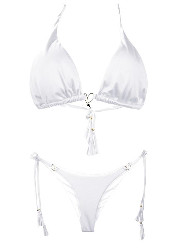 Montoya Apparel & Accessories > Clothing > Swimwear Liliana Montoya White Bikini Marinera Shiny Bottom Bikini Swimwear Separate