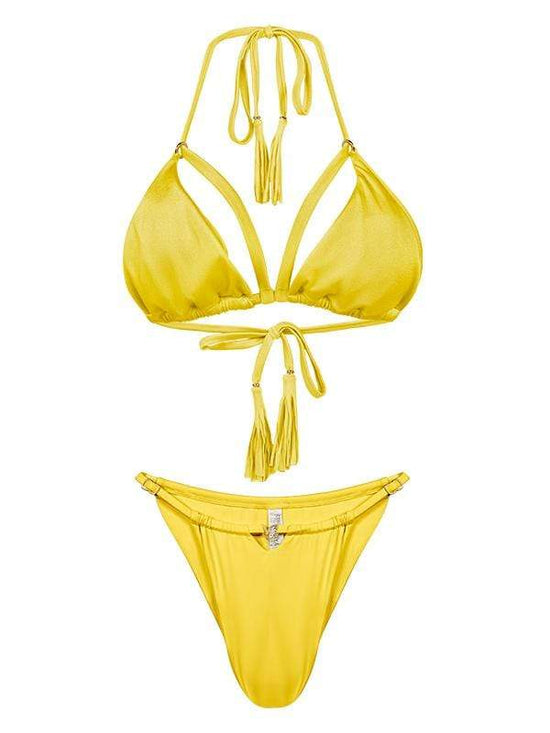 Liliana Montoya Yellow Shell Triangle Cheeky Bottom Bikini B005/P005/Y