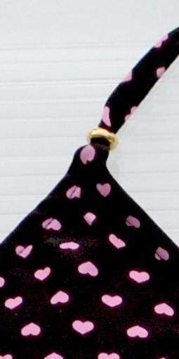 Montoya Apparel & Accessories > Clothing > Swimwear One Size / Print Liliana Montoya Swim Bikini Brasilerita Black w/ Pink Heart Print Triangle Top & Micro Thong Bottom