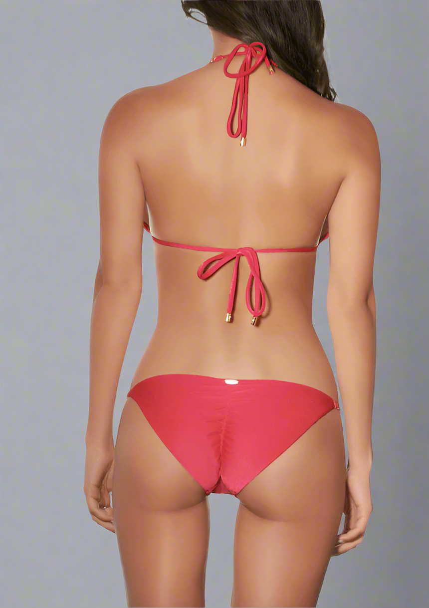 Red bikini 2025 with gold chain
