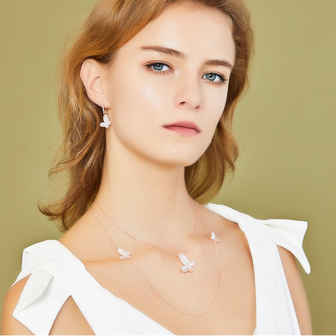 Color Shiny Butterfly Necklace Female Exquisite Double Layer Pendant  Clavicle Chain Necklace Wedding Party Jewelry Gifts - Walmart.com