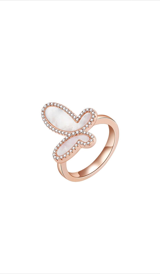 Load image into Gallery viewer, OlgaNikoza Rings Rose Gold / 5 Silver Butterfly Ring
