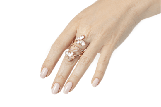 OlgaNikoza Rings Rose Gold Swirl Butterfly Ring
