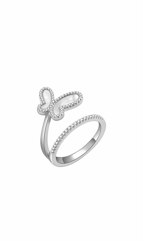 OlgaNikoza Rings Silver / 5 Rose Gold Swirl Butterfly Ring