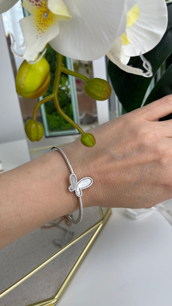 OlgaNikoza Silver Bracelet with mother of pearl butterfly