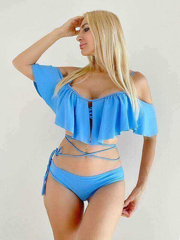 Montce Blue Caleta Luxury Bandeau Cheeky Bottom Bikini Swimsuit