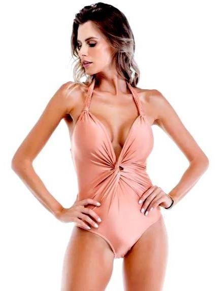 Sol e Energia Apparel & Accessories > Clothing > Swimwear May Golden Twist Front One Piece Swimsuit May Gold One Piece Bathing Suit Swimsuit | Sol E Energia Swimwear