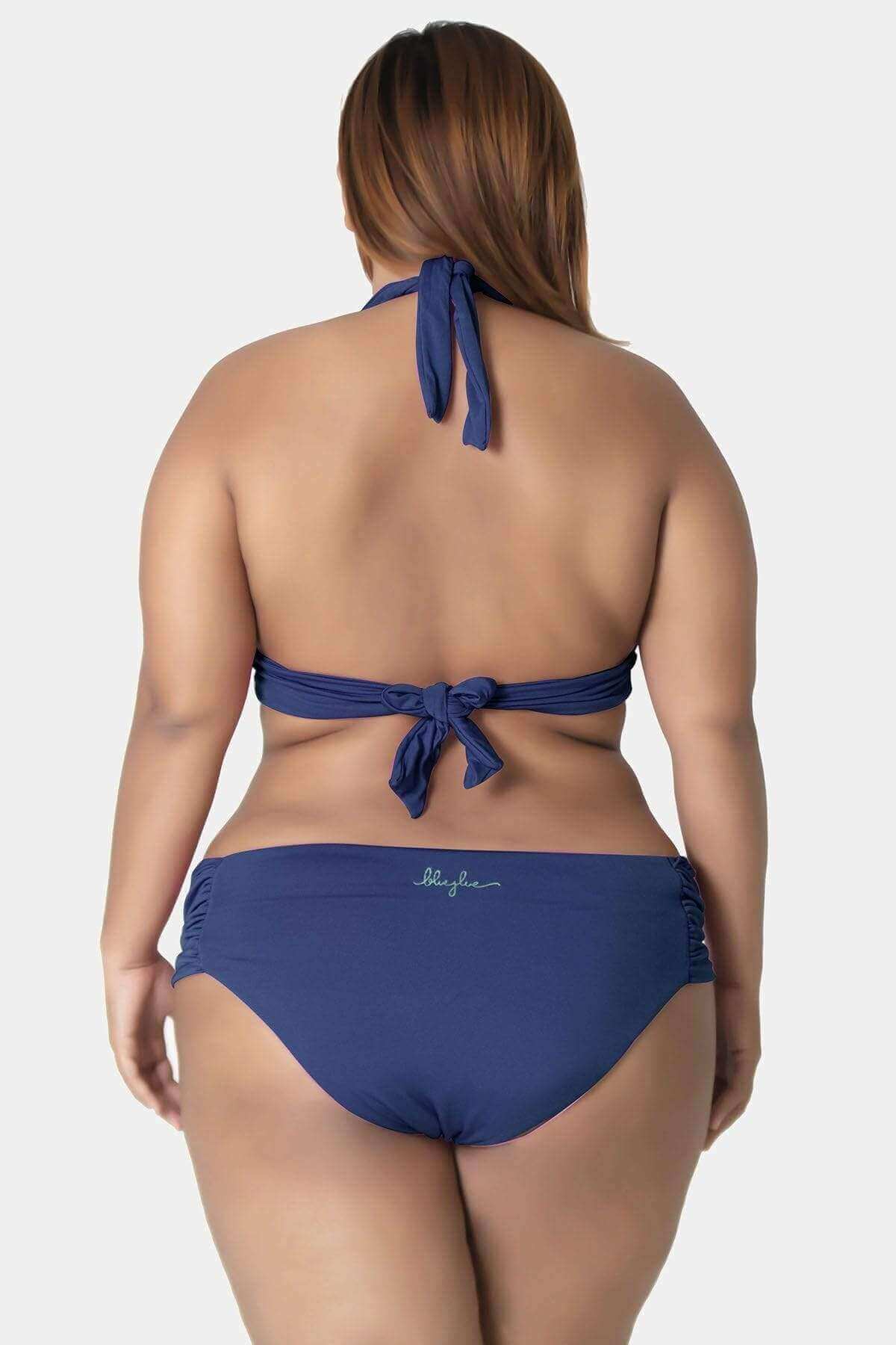 Thaikila Apparel & Accessories > Clothing > Swimwear Blue / Extra Large Thaikila Kaleido Norma Blue Padded Triangle Top & Reversible Blue Burgundy Bottom Bikini Swimwear Swimsuit Set
