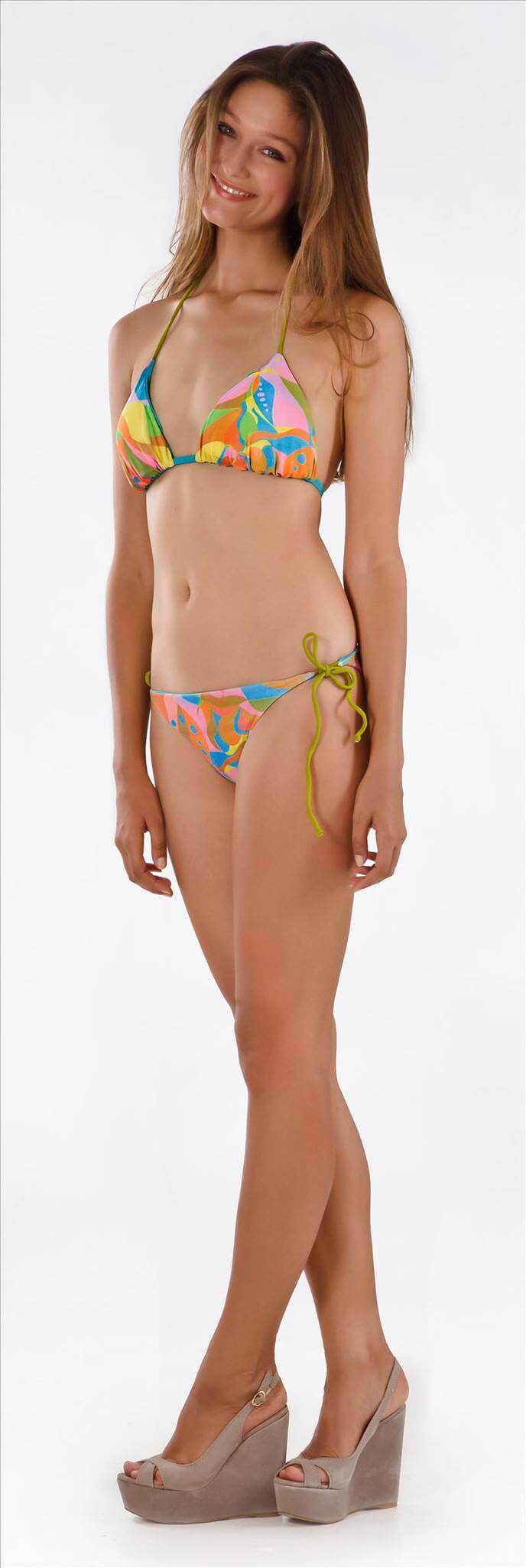 Thaikila Apparel & Accessories > Clothing > Swimwear Print / One Size Thaikila Kawai Reversible Triangle Top and Side Tie Brazilian Bottom Bikini Swimwear Set