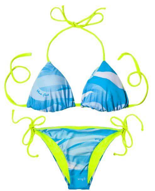 Thaikila Apparel & Accessories > Clothing > Swimwear PRINT / One Size Thaikila Miss Reversible Triangle Top and Side Tie Brazilian Bottom Bikini Swimwear Swimsuit Set