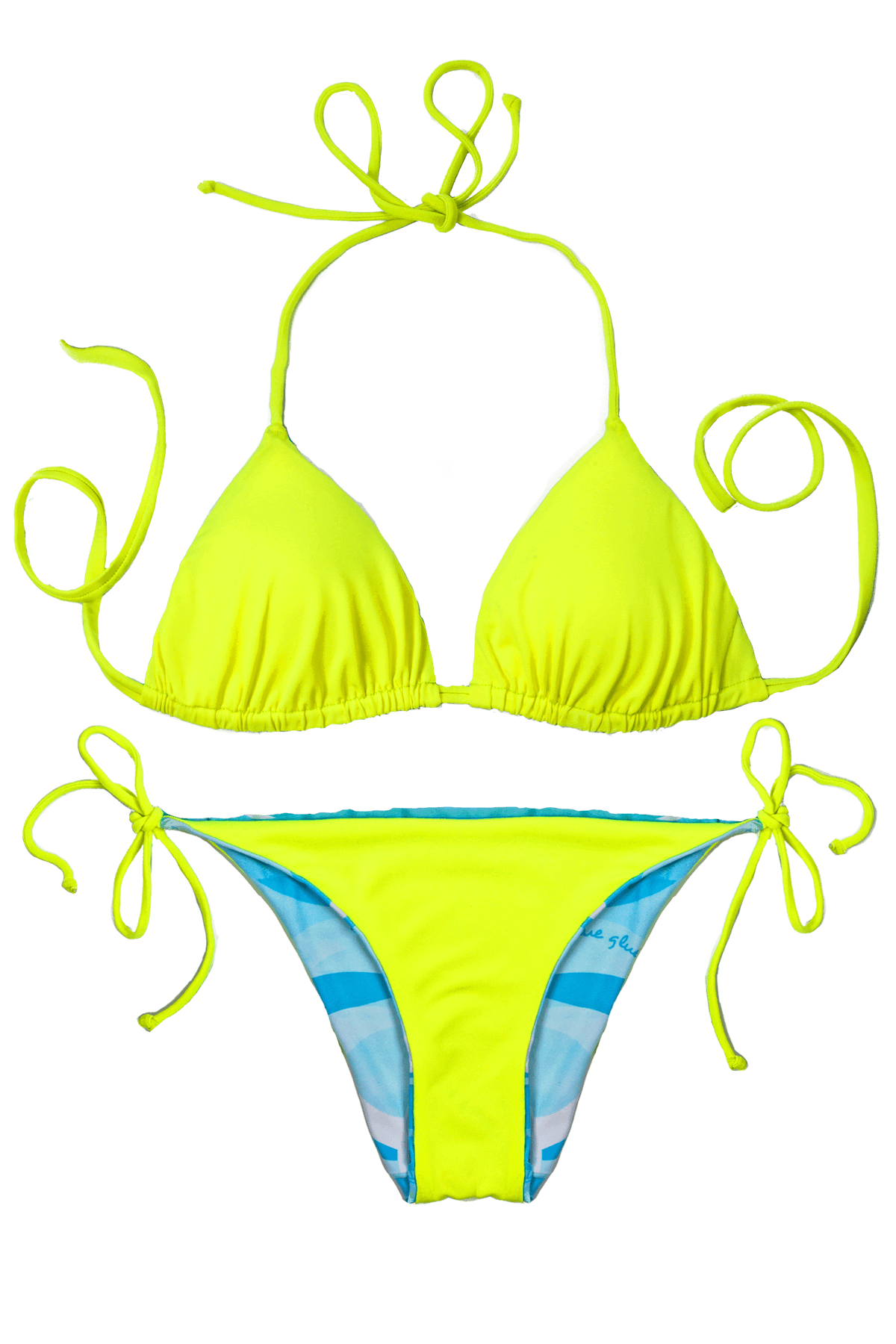 Thaikila Apparel & Accessories > Clothing > Swimwear PRINT / One Size Thaikila Miss Reversible Triangle Top and Side Tie Brazilian Bottom Bikini Swimwear Swimsuit Set